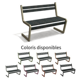Banc de jardin type S avec dossier en IPRA et aluminium laqué Sable Clair – 110,6 x 58,5 x 84,3 cm