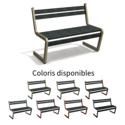 Banc de jardin type S avec dossier en IPRA et aluminium laqué Sable Clair – 110,6 x 58,5 x 84,3 cm