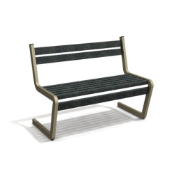 Banc de jardin type S avec dossier en IPRA et aluminium laqué Sable Clair – 110,6 x 58,5 x 84,3 cm