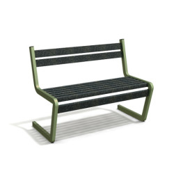 Banc de jardin type S avec dossier en IPRA et aluminium laqué Vert Sauge – 110,6 x 58,5 x 84,3 cm