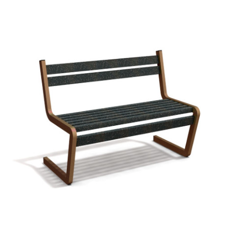 Banc de jardin type S avec dossier en IPRA et aluminium laqué Terre battue – 110,6 x 58,5 x 84,3 cm