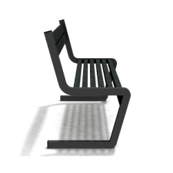 Banc de jardin type S avec dossier en IPRA et aluminium laqué Noir – 110,6 x 58,5 x 84,3 cm