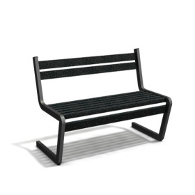 Banc de jardin type S avec dossier en IPRA et aluminium laqué Noir – 110,6 x 58,5 x 84,3 cm
