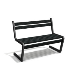 Banc de jardin type S avec dossier en IPRA et aluminium laqué Noir – 110,6 x 58,5 x 84,3 cm