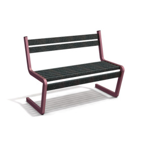Banc de jardin type S avec dossier en IPRA et aluminium laqué Rose Poudrée – 110,6 x 58,5 x 84,3 cm