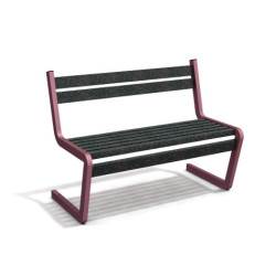 Banc de jardin type S avec dossier en IPRA et aluminium laqué Rose Poudrée – 110,6 x 58,5 x 84,3 cm