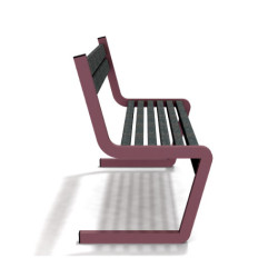 Banc de jardin type S avec dossier en IPRA et aluminium laqué Rose Poudrée – 110,6 x 58,5 x 84,3 cm