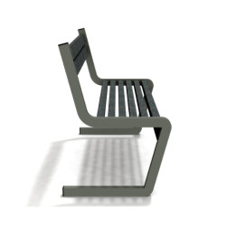 Banc de jardin type S avec dossier en IPRA et aluminium laqué Gris Anthracite – 110,6 x 58,5 x 84,3 cm