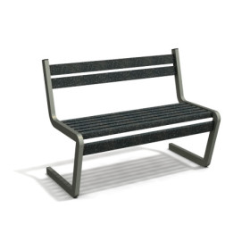 Banc de jardin type S avec dossier en IPRA et aluminium laqué Gris Anthracite – 110,6 x 58,5 x 84,3 cm