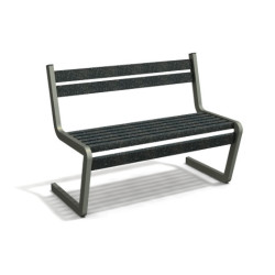 Banc de jardin type S avec dossier en IPRA et aluminium laqué Gris Anthracite – 110,6 x 58,5 x 84,3 cm