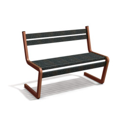 Banc de jardin type S avec dossier en IPRA et aluminium laqué Rouille – 110,6 x 58,5 x 84,3 cm