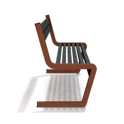 Banc de jardin type S avec dossier en IPRA et aluminium laqué Rouille – 110,6 x 58,5 x 84,3 cm