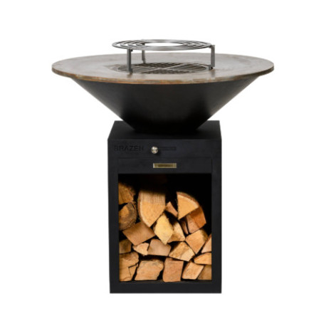 Braséro Barbecue avec Grille et Plancha Brazen - Acier thermolaqué Noir