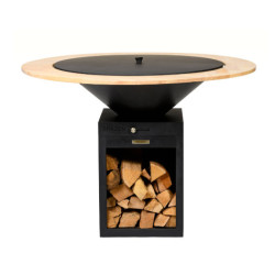 Braséro Barbecue avec Grille et Plancha Brazen - Acier thermolaqué Noir