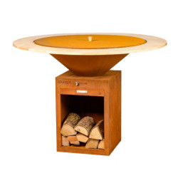 Braséro Barbecue avec Grille et Plancha Brazen - Acier Corten