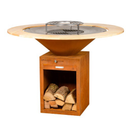 Braséro Barbecue avec Grille et Plancha Brazen - Acier Corten