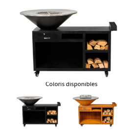 Braséro barbecue sur servante avec grille et plancha Brazen - Acier thermolaqué Noir