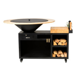 Braséro barbecue sur servante avec grille et plancha Brazen - Acier thermolaqué Noir