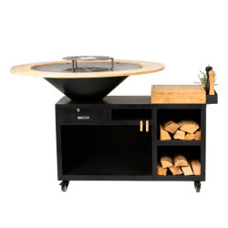 Braséro barbecue sur servante avec grille et plancha Brazen - Acier thermolaqué Noir