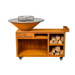 Braséro barbecue sur servante avec grille et plancha Brazen - Acier corten