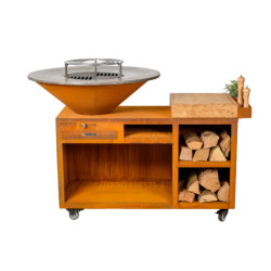 Braséro barbecue sur servante avec grille et plancha Brazen - Acier corten