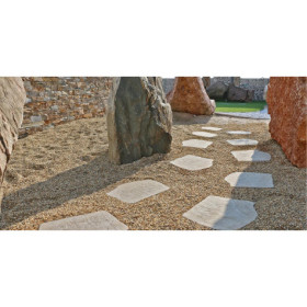 Pas Japonais irrégulier en grès cérame effet pierre Sinaï beige - 42-36 x 2 cm