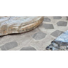 Pas Japonais irrégulier en grès cérame effet Grey - 42-36 x 2 cm