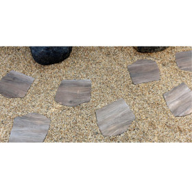 Pas Japonais irrégulier en grès cérame effet Bois foncé - 42-36 x 2 cm