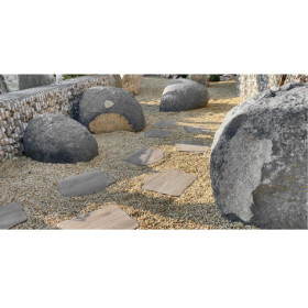 Pas Japonais irrégulier en grès cérame effet Bois foncé - 42-36 x 2 cm