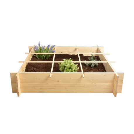 Carré potager en pin avec 9 compartiments – 100 x 100 x 20 cm