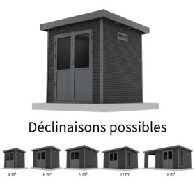 Abri de jardin en bois composite 28 mm Onyx 22 – 4 m² - 223 x 225 x 237 cm