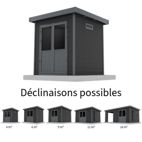 Abri de jardin en bois composite 28 mm Onyx 22 – 4 m² - 223 x 225 x 237 cm