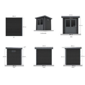 Abri de jardin en bois composite 28 mm Onyx 22 – 4 m² - 223 x 225 x 237 cm