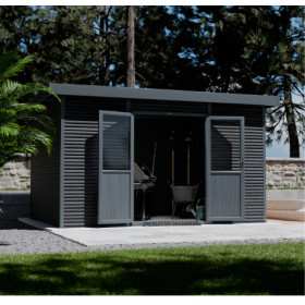 Abri de jardin en bois composite 28 mm Onyx 43 – 12 m² - 447 x 326 x 237 cm