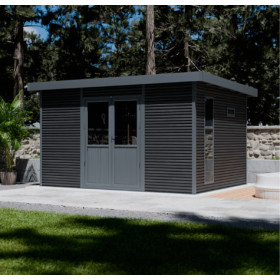 Abri de jardin en bois composite 28 mm Onyx 43 – 12 m² - 447 x 326 x 237 cm