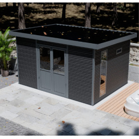 Abri de jardin en bois composite 28 mm Onyx 43 – 12 m² - 447 x 326 x 237 cm