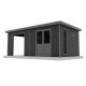 Abri de jardin en bois composite 28 mm Onyx 63 – 18 m² - 629 x 326 x 237 cm
