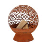 Brasero de jardin en fer aspect rouille – 50 x 50 x 57,5 cm – Motifs en S