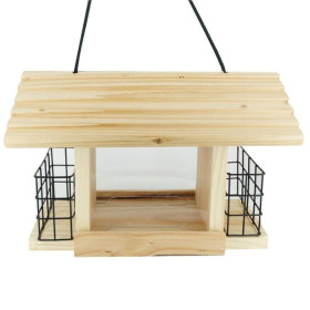 Mangeoire La Cantine à suspendre en pin douglas  - fabrication Française + livre – 20 x 30 x 20 cm