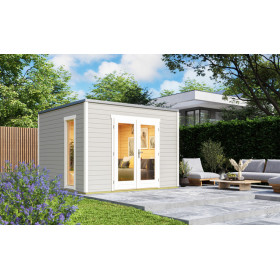 Abri de jardin en bois LASITA PALERMO 1 - 3x3m (28mm) - GRIS CLAIR