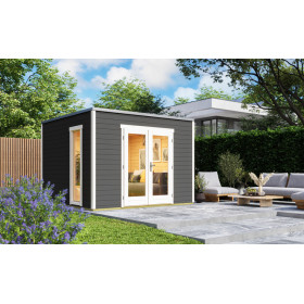 Abri de jardin en bois LASITA PALERMO 1 - 8,67m² (28mm) - GRIS ANTHRACITE