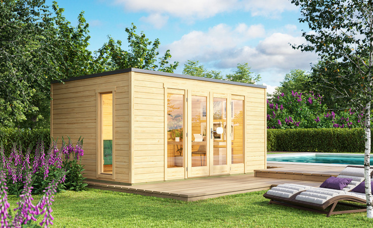 Abri de jardin en bois LASITA PALERMO 2 - 4.5x3m (28mm) - finition NATURELLE