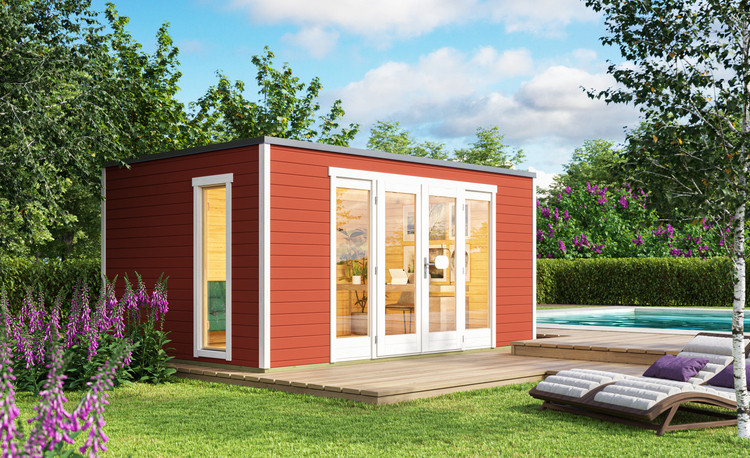 Abri de jardin en bois LASITA PALERMO 2 - 4,5x3m (28mm) - ROUGE SUEDOIS