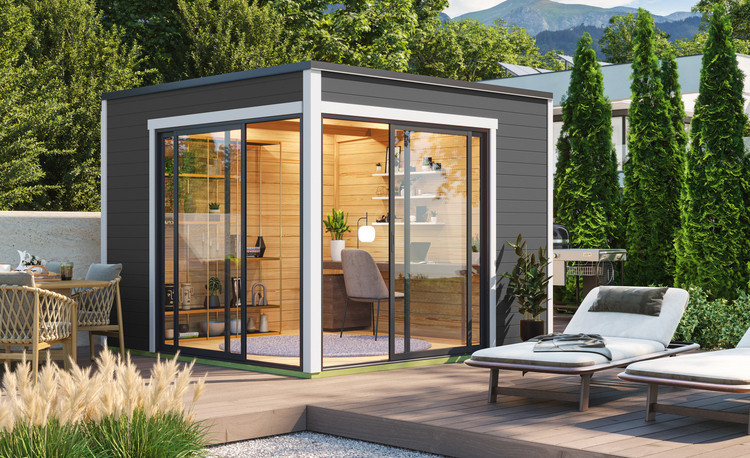 Abri de jardin en bois LASITA PALERMO 3 -3x3m (28mm) - GRIS ANTHRACITE