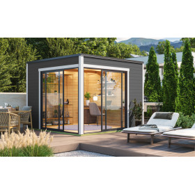 Abri de jardin en bois LASITA PALERMO 3 -3x3m (28mm) - GRIS ANTHRACITE