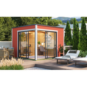 Abri de jardin en bois LASITA PALERMO 3 -3x3m (28mm) - ROUGE SUEDOIS