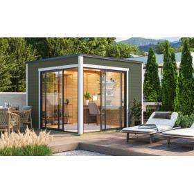 Abri de jardin en bois LASITA PALERMO 3 -3x3m (28mm) - GRIS VERT