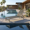Bain de soleil avec dossier inclinable en IPRA et aluminium laqué Sable clair – 207 x 65 x 80 cm