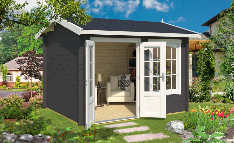 Abri de jardin en bois LASITA ALEX – 7,02 m² – 44 mm – Gris Anthracite