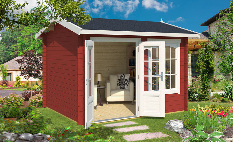 Abri de jardin en bois LASITA ALEX – 7,02 m² – 44 mm – Rouge Suédois